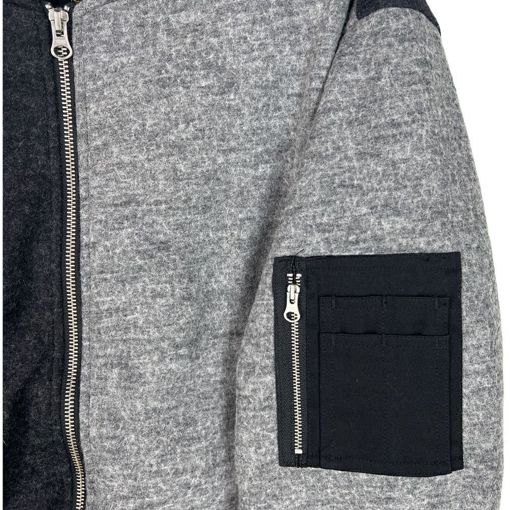 New Wesc Mumel Women US M Bomber Jacket Melange Grey Colorblock Flannel Unisex - Picture 7 of 11
